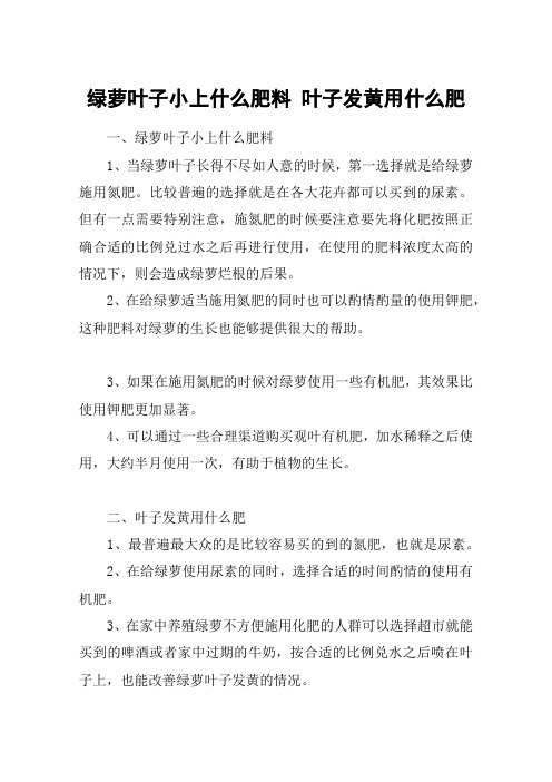 绿萝叶子小上什么肥料 叶子发黄用什么肥