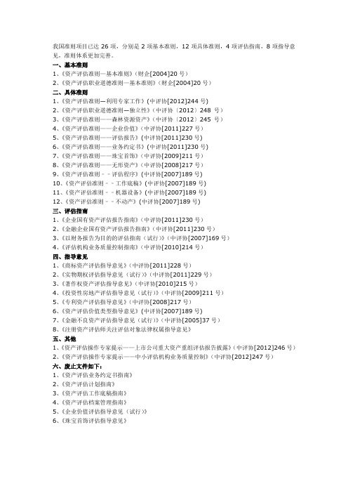 资产评估准则汇总