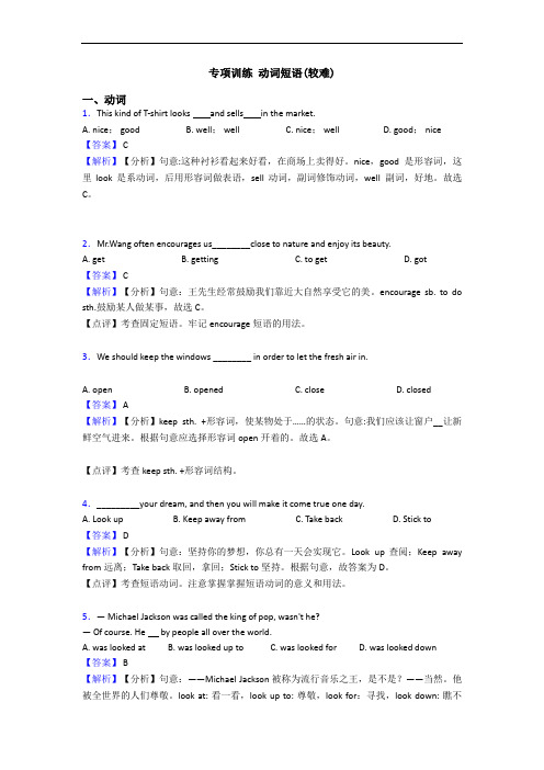 专项训练 动词短语(较难)