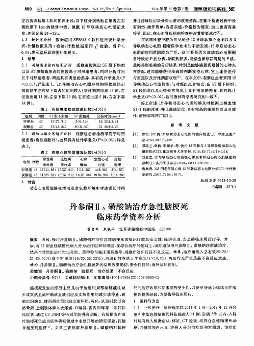 丹参酮ⅡA磺酸钠治疗急性脑梗死临床药学资料分析