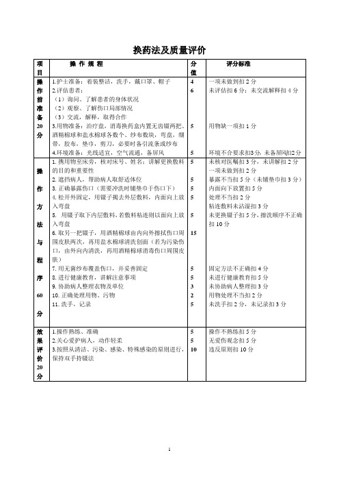 换药法评分标准