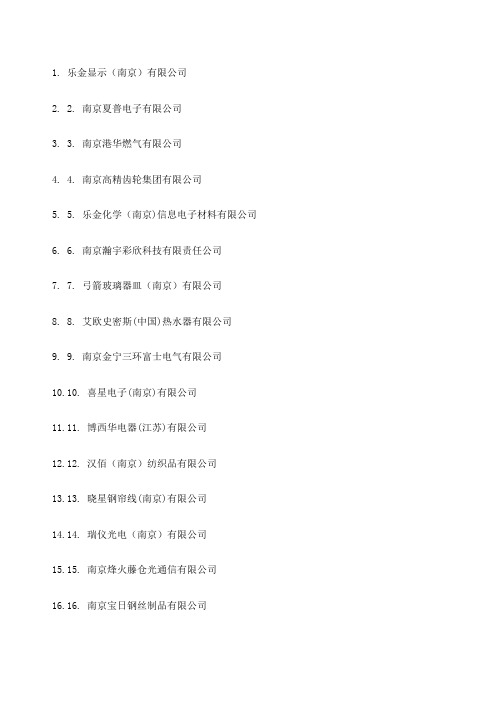 南京经济技术开发区企业目录