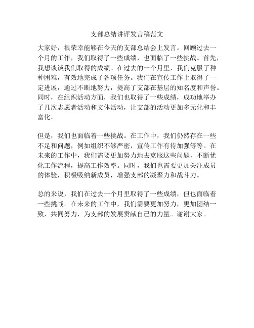 支部总结讲评发言稿范文