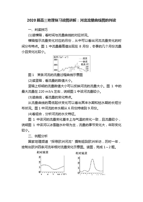 2020届高三地理复习读图讲解：河流流量曲线图的判读