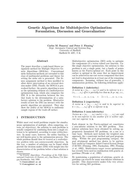 Genetic Algorithms for Multiobjective Optimization Formulation ...