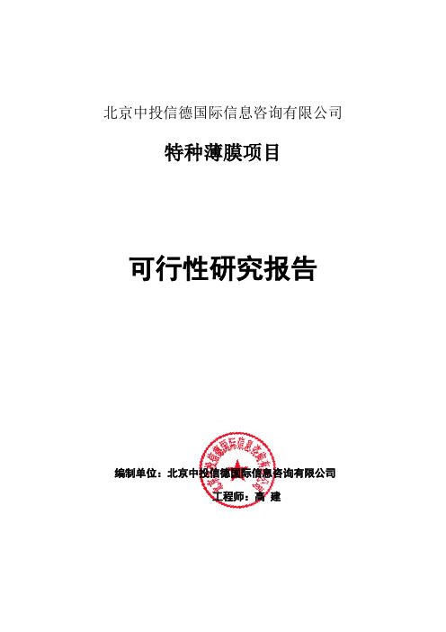 特种薄膜项目可行性研究报告编写格式说明(模板套用型word)