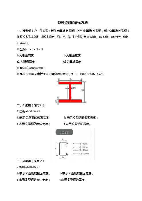 各种型钢的表示方法