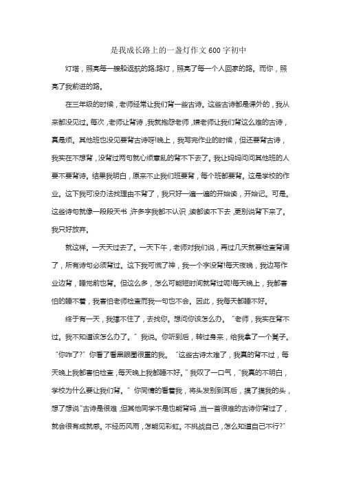 是我成长路上的一盏灯作文600字初中