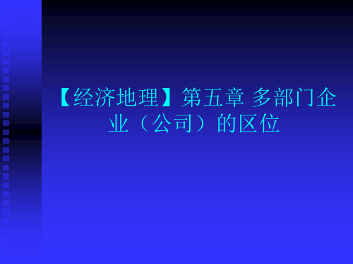 【经济地理】第五章 多部门企业(公司)的区位