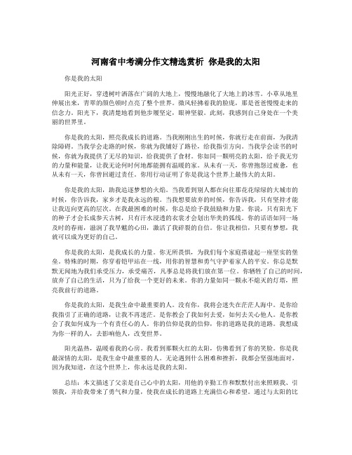 河南省中考满分作文精选赏析 你是我的太阳