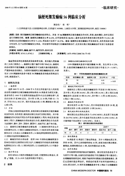 脑梗死继发癫痫56例临床分析