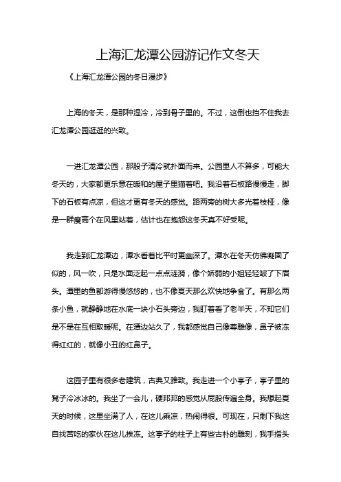 上海汇龙潭公园游记作文冬天