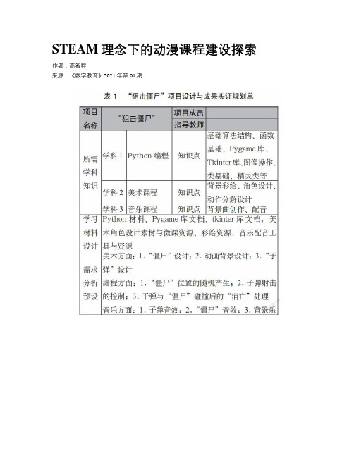 STEAM理念下的动漫课程建设探索   