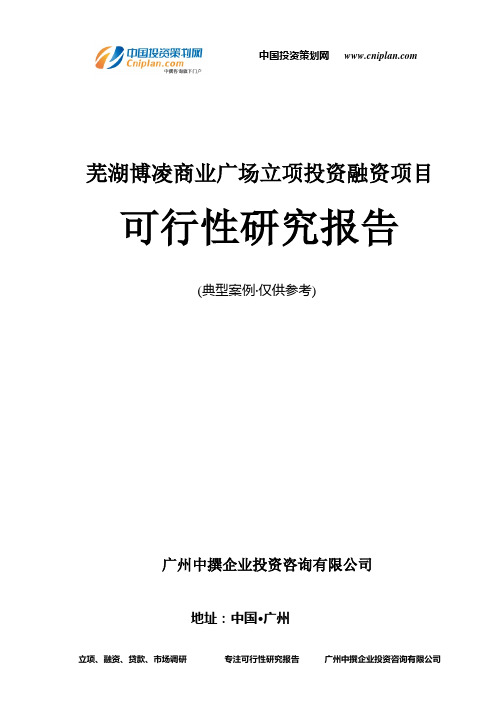 芜湖博凌商业广场融资投资立项项目可行性研究报告(中撰咨询)