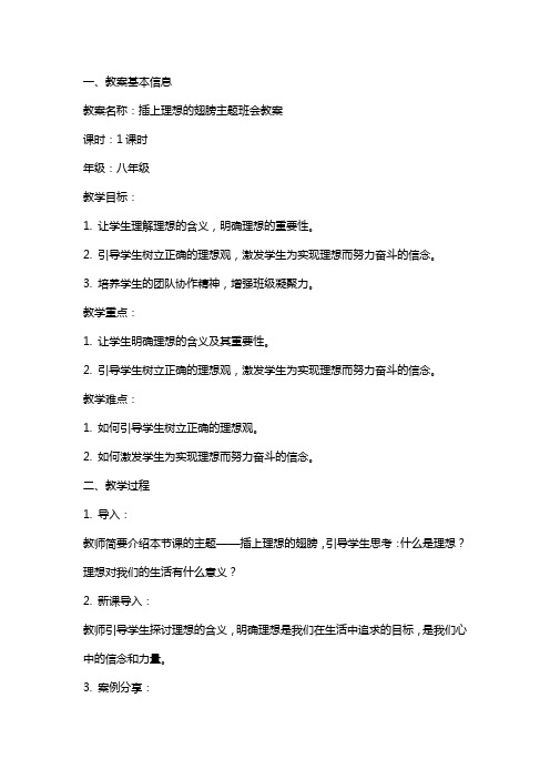 插上理想的翅膀主题班会教案