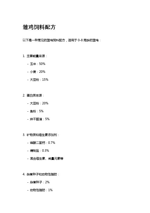 雏鸡饲料配方
