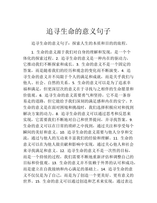 追寻生命的意义句子