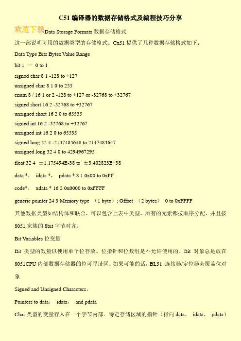 C51编译器的数据存储格式及编程技巧分享