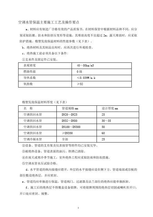 空调水管保温主要施工工艺及操作要点