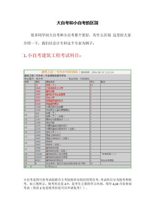 大自考和小自考的区别