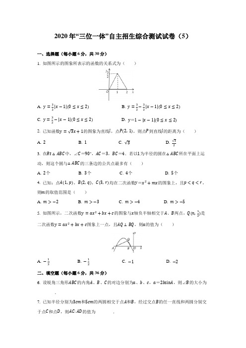 2020年“三位一体”自主招生综合测试试卷(5)(含答案)