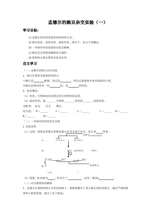 孟德尔豌豆杂交实验(一)学案