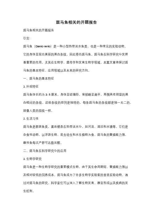 斑马鱼相关的开题报告