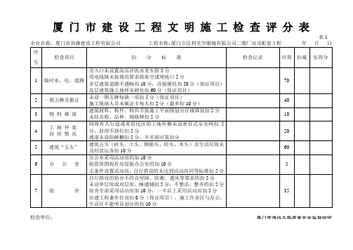 厦门市建设工程文明施工检查评分表