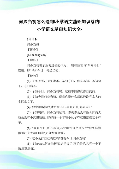 何必当初怎么造句-小学语文基础知识归纳.doc