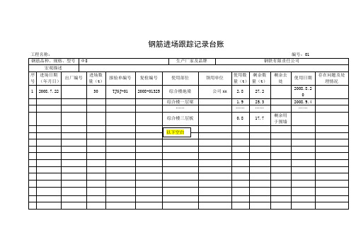 钢筋进场跟踪记录台账