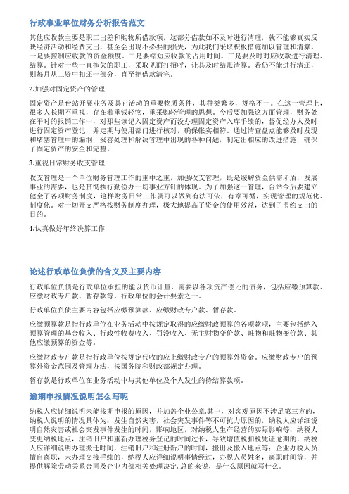行政单位债务说明范文