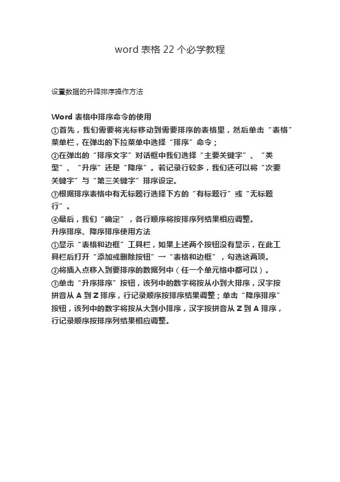 word表格22个必学教程