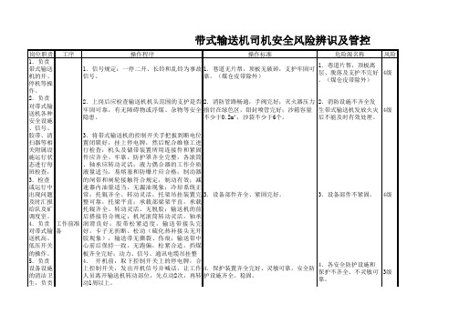 带式输送机司机安全风险辨识及管控