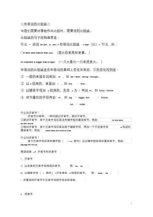 六年级英语比较级语法及练习.doc