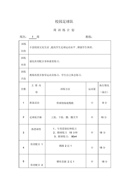 校园足球训练计划大纲