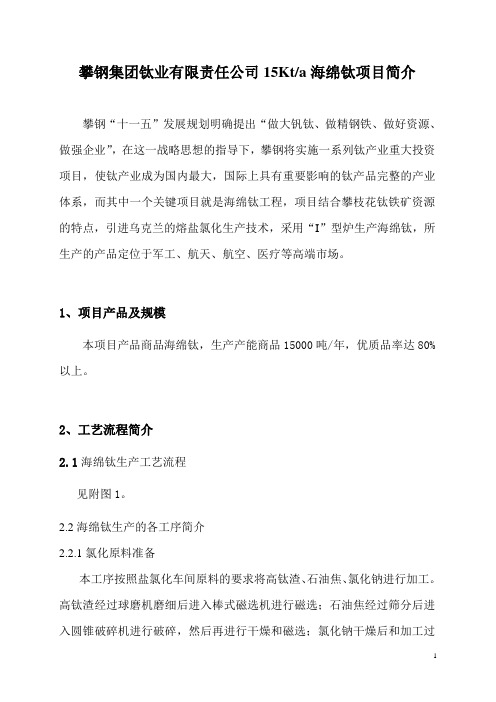 攀钢15Kt海绵钛项目简介