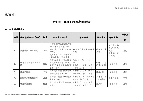 (完整版)设备部绩效考核指标