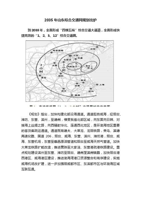 2035年山东综合交通网规划出炉