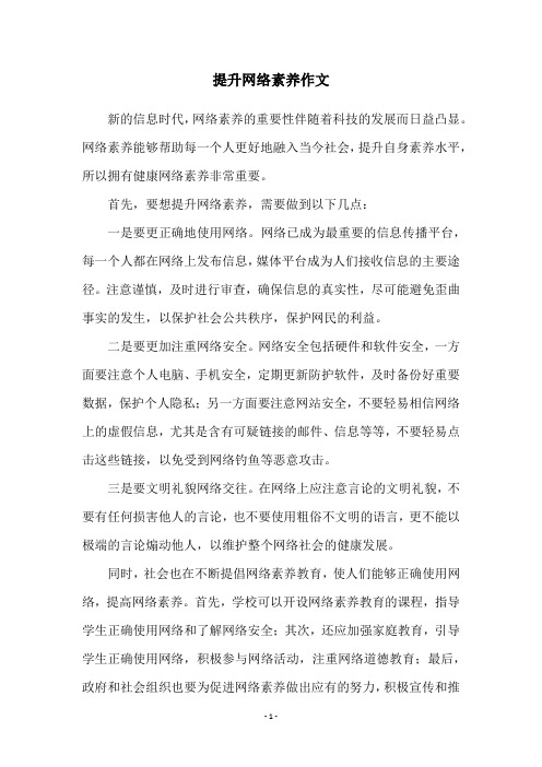 提升网络素养作文