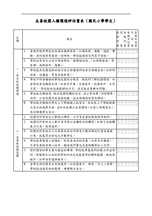 友善校园人权环境评估量表(国民小学学生).