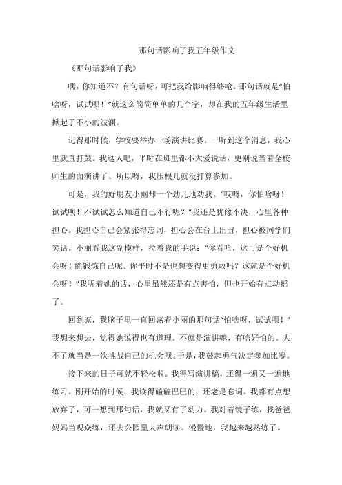 那句话影响了我五年级作文