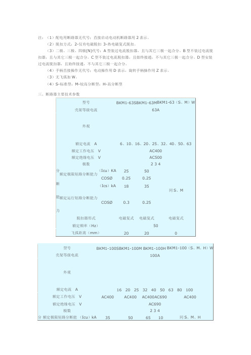 BKM1系列塑料外壳式断路器