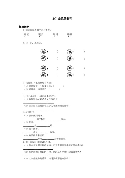 金色的脚印试题及答案