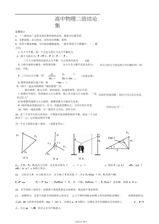 高中物理二级结论(超全)