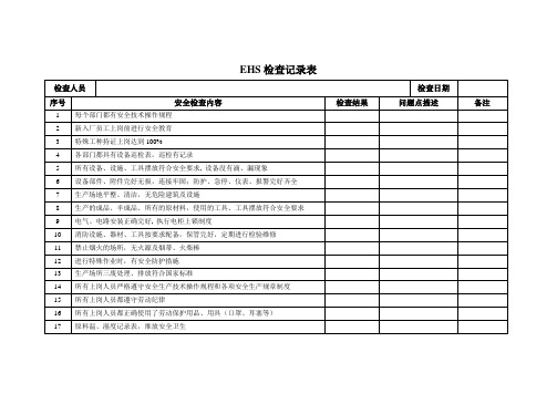 EHS内部评估表