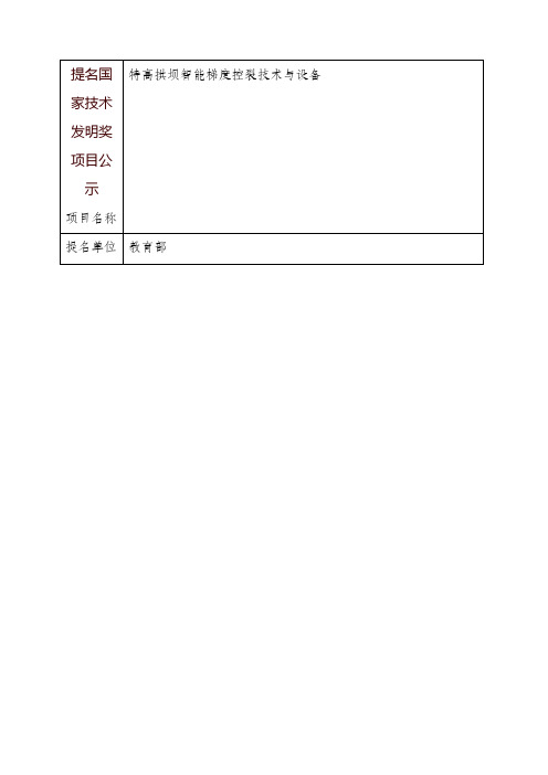 提名国家技术发明奖项目公示