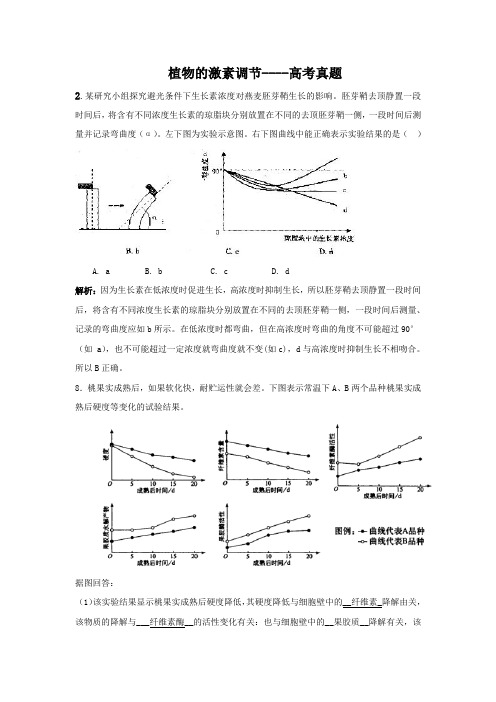 植物的激素调节高考真题