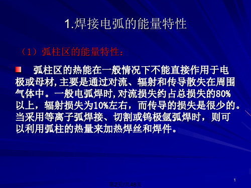 焊接电弧的能量特性以及电弧力