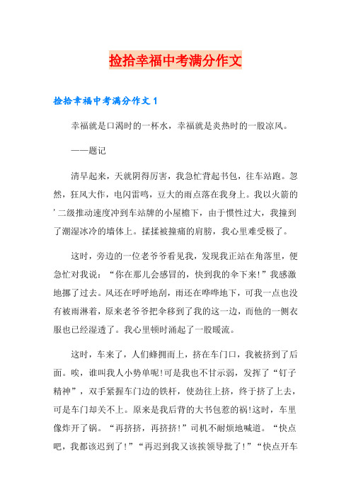 捡拾幸福中考满分作文