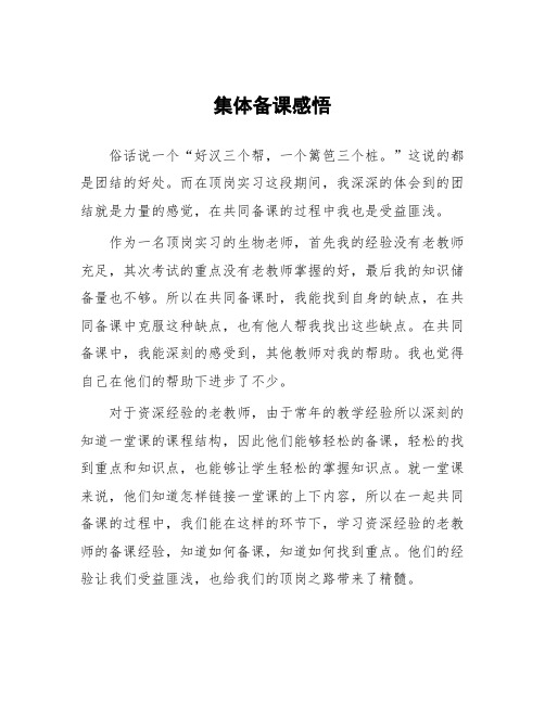 顶岗实习支教心得体会《集体备课感悟》